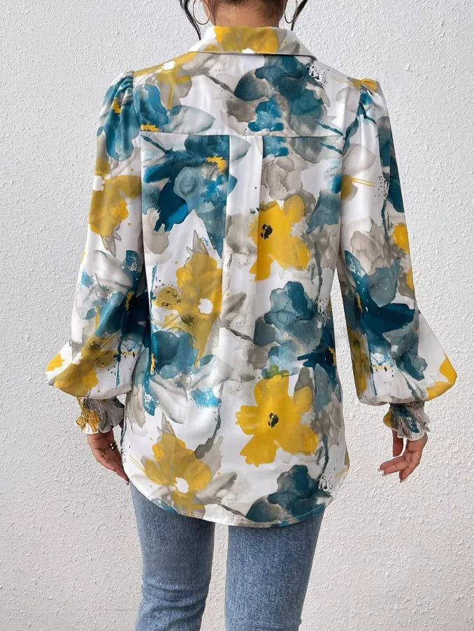 Floral Print Long Sleeve Blouse