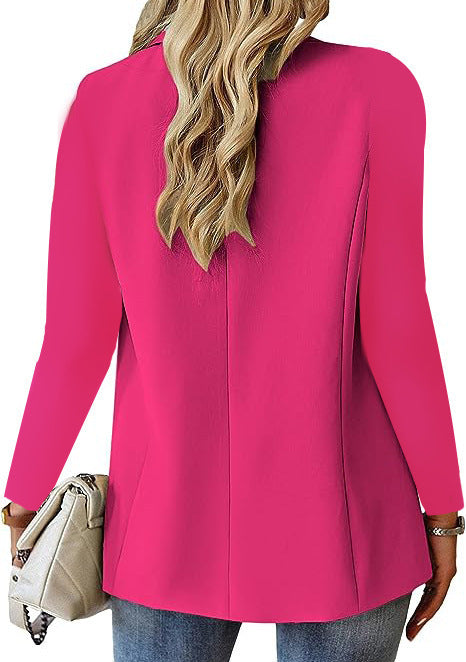 Women's Suit Jacket - Long Sleeve Solid Color Cardigan for Women