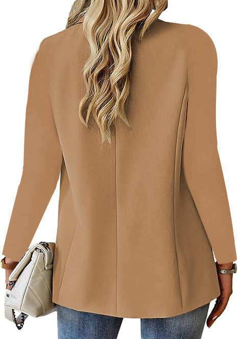 Women's Suit Jacket - Long Sleeve Solid Color Cardigan for Women