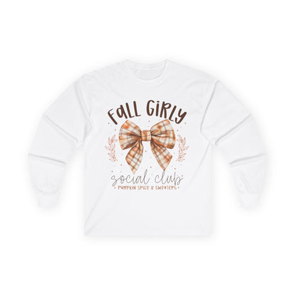 Fall Girly Long Sleeve Women's T-shirt for Cozy Autumn Days, Perfect for Pumpkin Spice Lovers, Casual Outing, Gift Idea