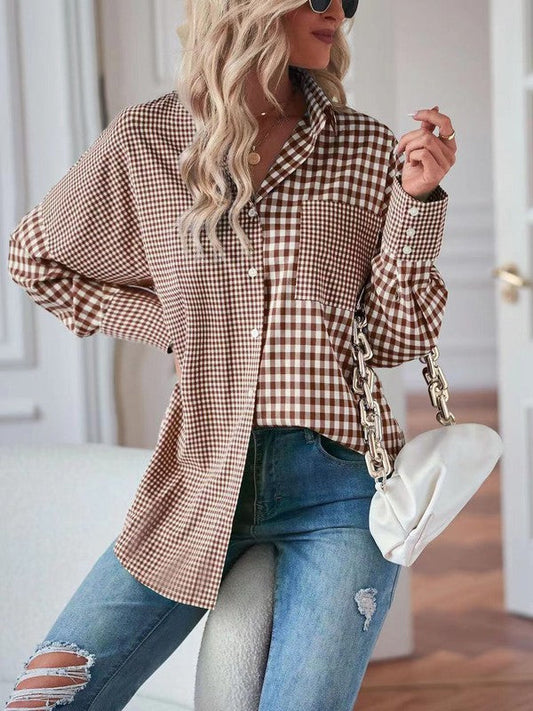 Miss Sparkling| Plaid Button Up Women's Blouse