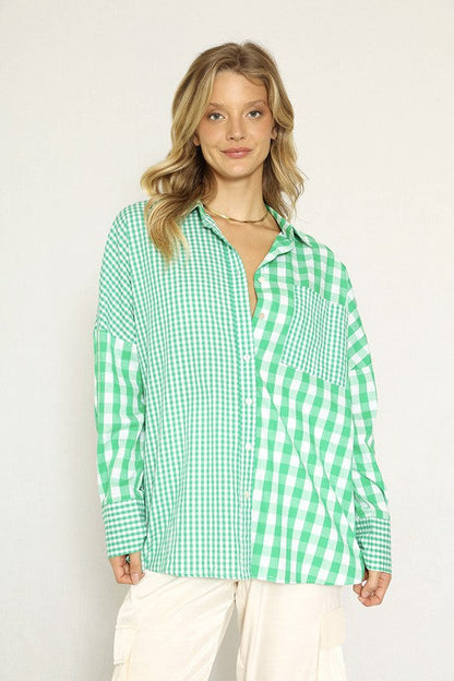 Miss Sparkling| Plaid Button Up Women's Blouse