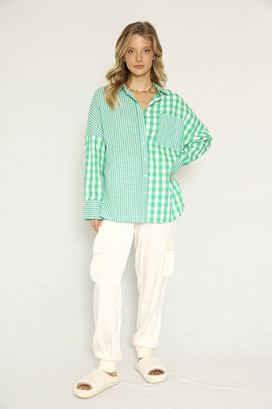 Miss Sparkling| Plaid Button Up Women's Blouse