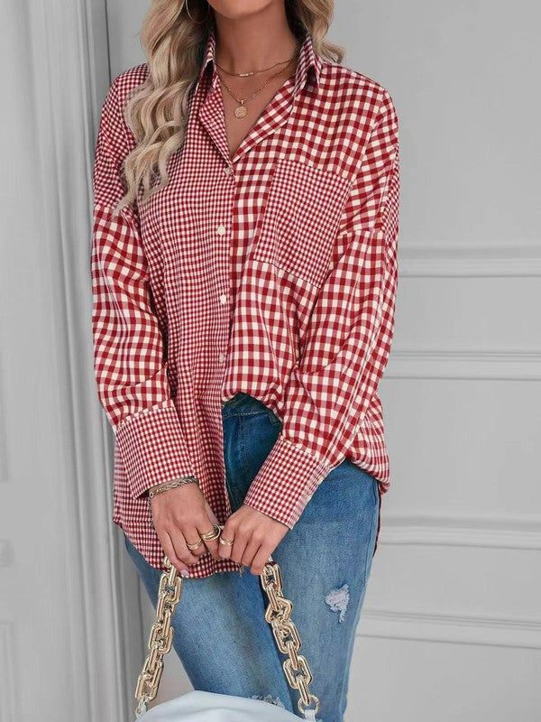 Miss Sparkling| Plaid Button Up Women's Blouse