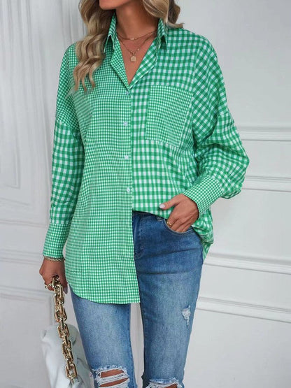 Miss Sparkling| Plaid Button Up Women's Blouse