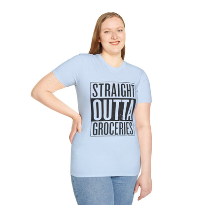 Straight Outta Groceries Unisex Softstyle Women's T-Shirt, Funny Tee, Casual Wear, Gift for Foodies, Humor Clothing