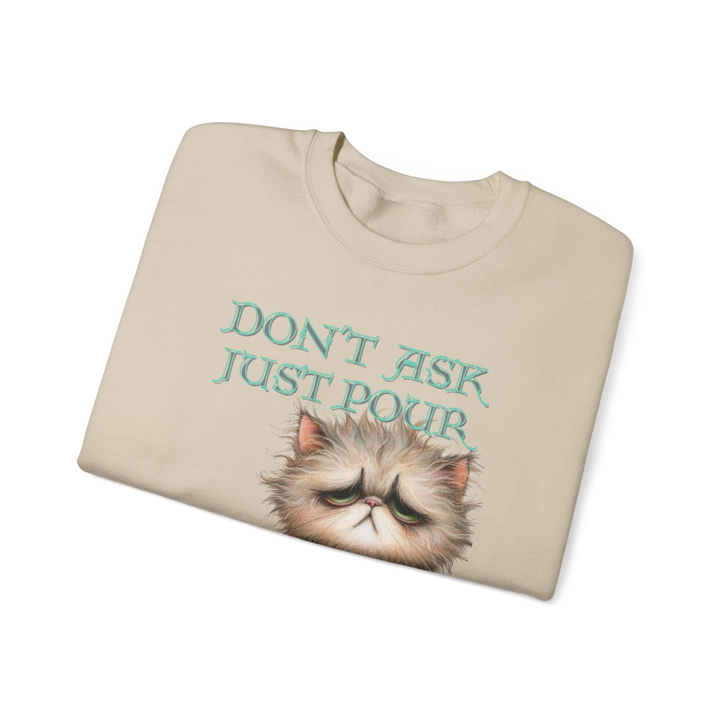 Just Pour Coffee Lover Sweatshirt Women's Top - Funny Cat Lover Gift, Cozy Apparel