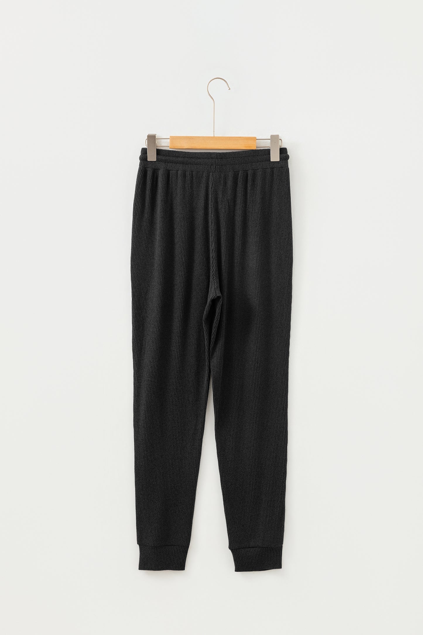 Black Ribbed Active Jogger Pants