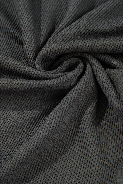 Colorblock Collared Ribbed Patchwork Pocketed Sweatshirt