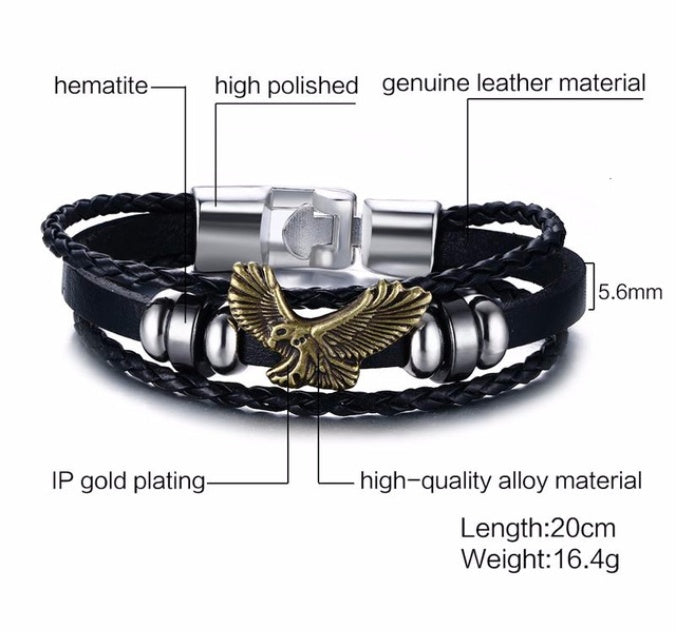 Alloy lucky figure 8 leather bracelet