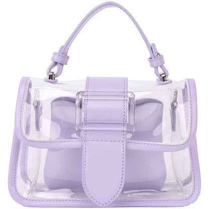 Translucent buckle satchel handbag