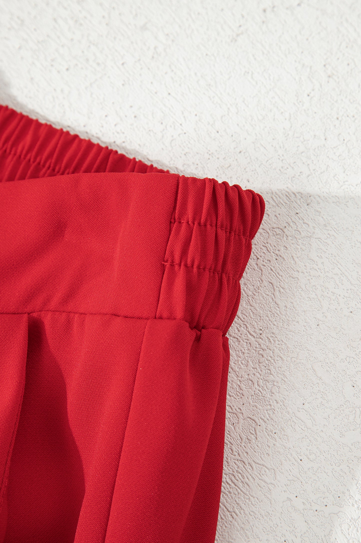 Pleated Pull-On High Waist Straight Leg Pants