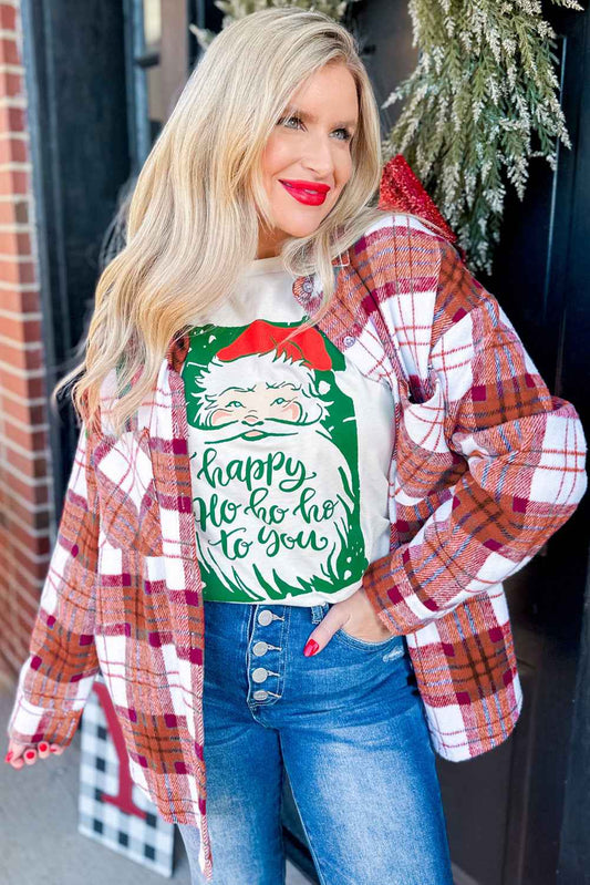 Rose Christmas Plaid Flannel Shacket for Cozy Winter Casual Wear