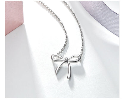 Bow Pendant Necklace with Clavicle Chain