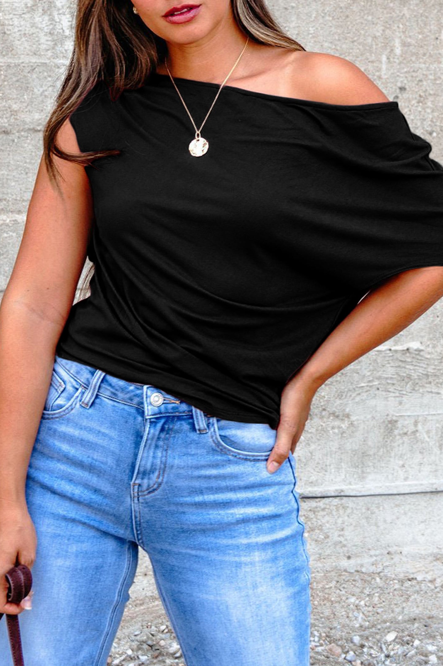 Gossamer Pink Plus Size Blouse – Asymmetric Neckline & Short Sleeves