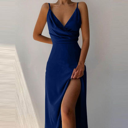 V-neck Slit Sling Dress - Summer Fashion Sexy Slim Suspender Dresses for Women - The Eggy's store