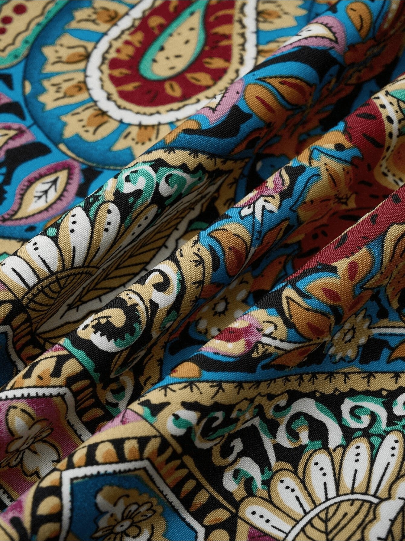 Women Print Maxi Dress with Tie Detail - High Waisted Cross Halter Neck, Flowing Teal & Brown Paisley Vacation Gown, Machine Washable Summer Fashion - The Eggy's store