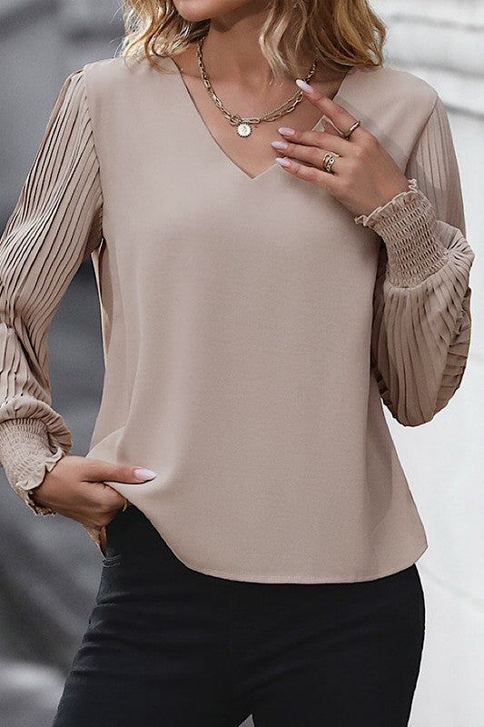 Long Sleeve V-Neck Blouse