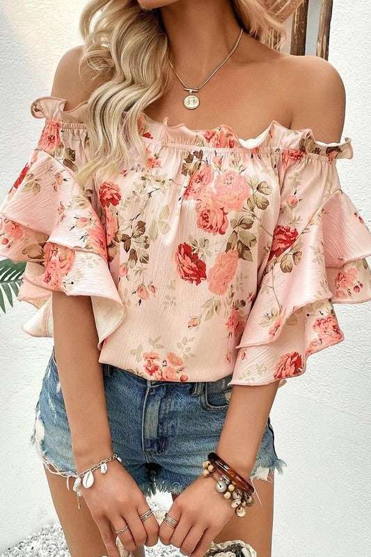 Floral Off Shoulder Women's Blouse