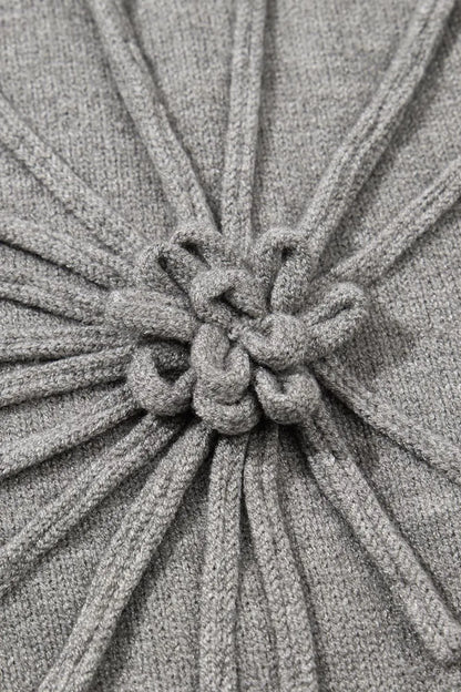 Flower Pattern Ribbed Trim Short Sleeve Boxy Sweater