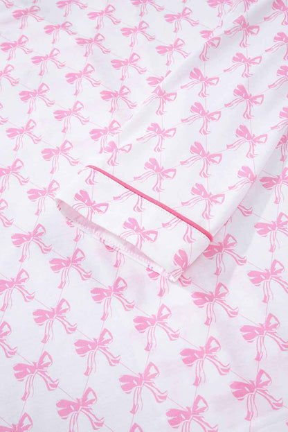 Bow Shirt and Pants Pajama Set