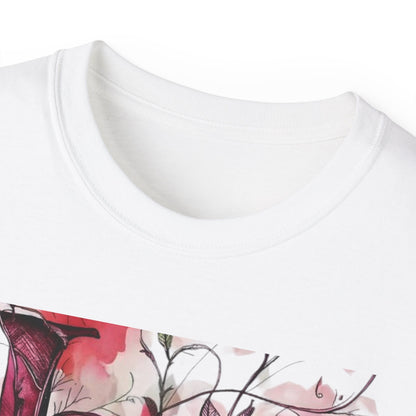 Romantic Floral Love Women's T-Shirt - Perfect for Valentine's Day, Anniversary Gift, Engagement Celebration, Casual Wear, Gift for Her