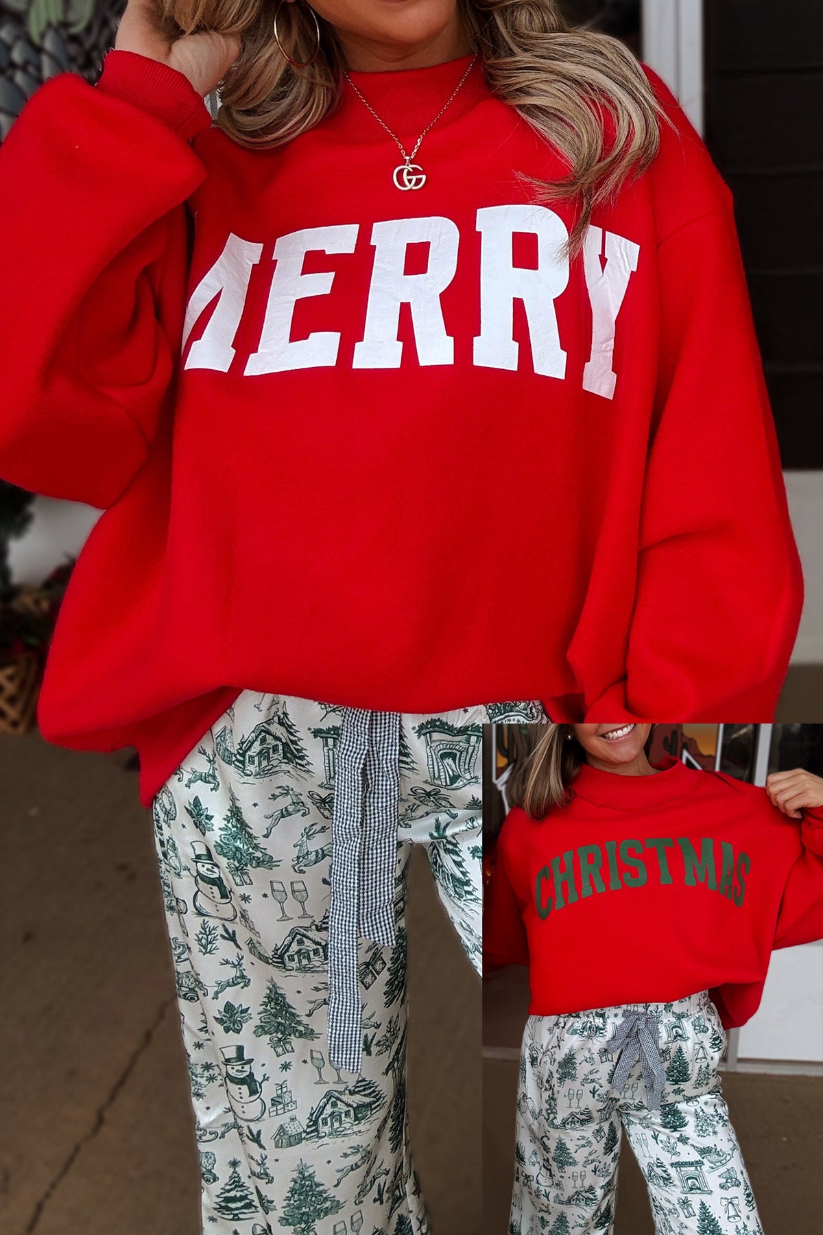 Merry Christmas Mock Neck Oversized Sweatshirt