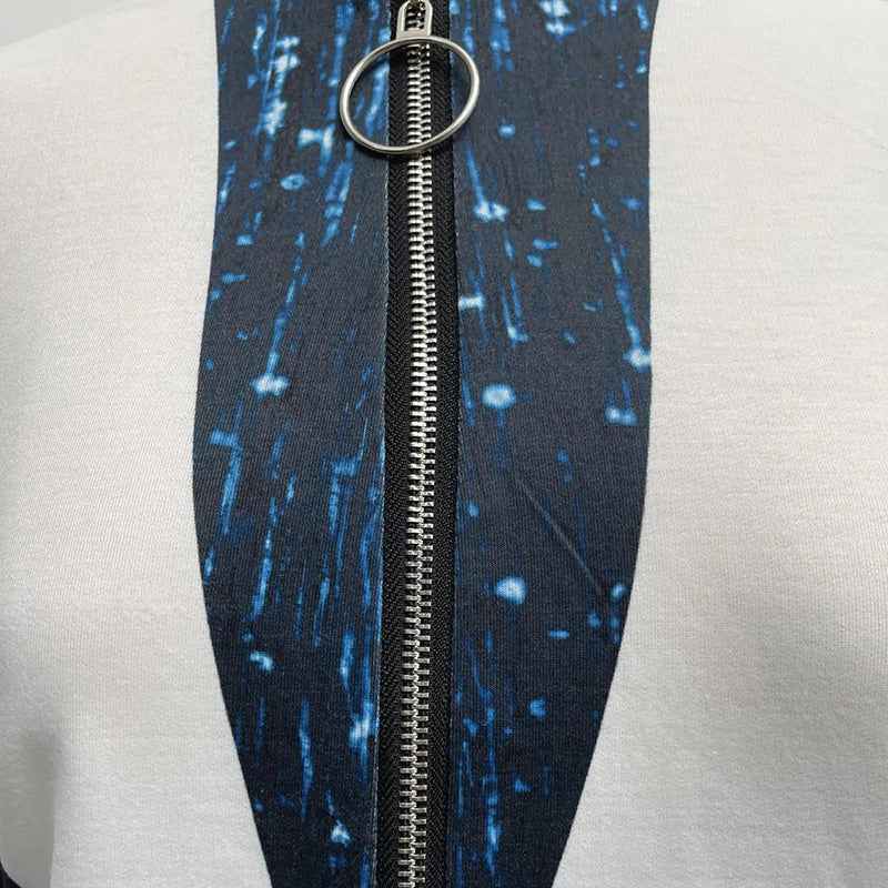 Women's Long Sleeve Shirts Zipper Color Block V Neck Tunic Tops Casual Blouse