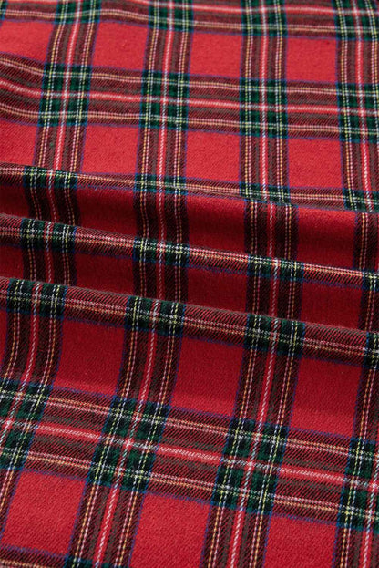 Plus Size Christmas Plaid Shirt and Shorts Pajama Set