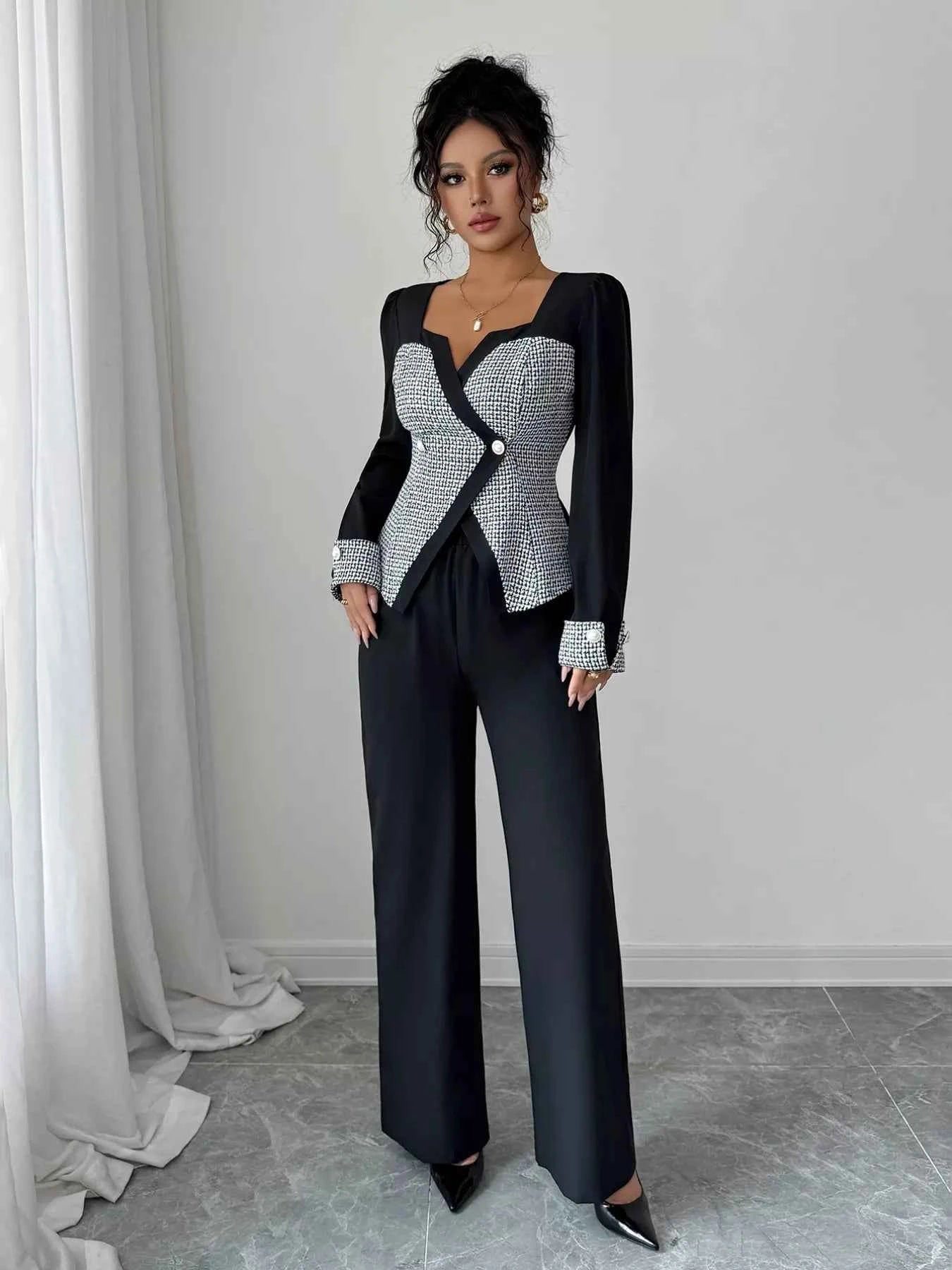 Long Sleeve Top and Wide Leg Pants Set