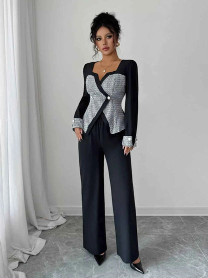 Long Sleeve Top and Wide Leg Pants Set