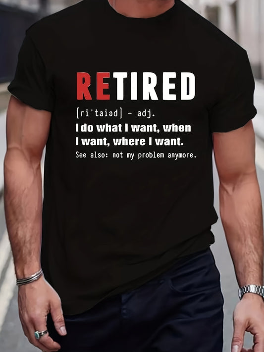 Interesting Retirement Definition Printed Adult T-shirt, Men's T-shirt, Casual Short Sleeved T-shirt, Top As A Gift