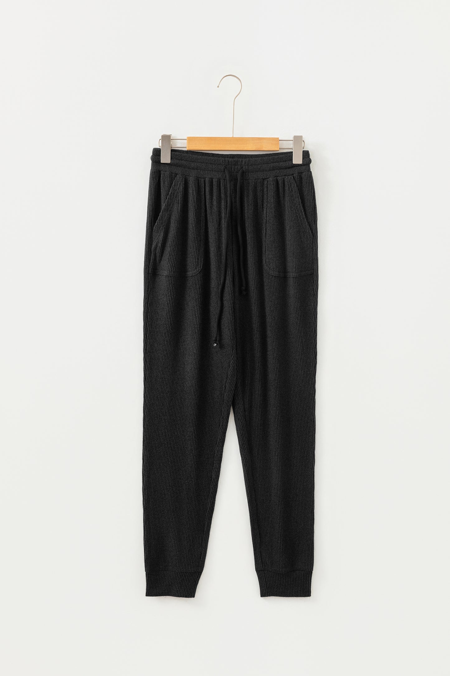 Black Ribbed Active Jogger Pants