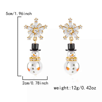 Christmas Snowman Drop Earrings