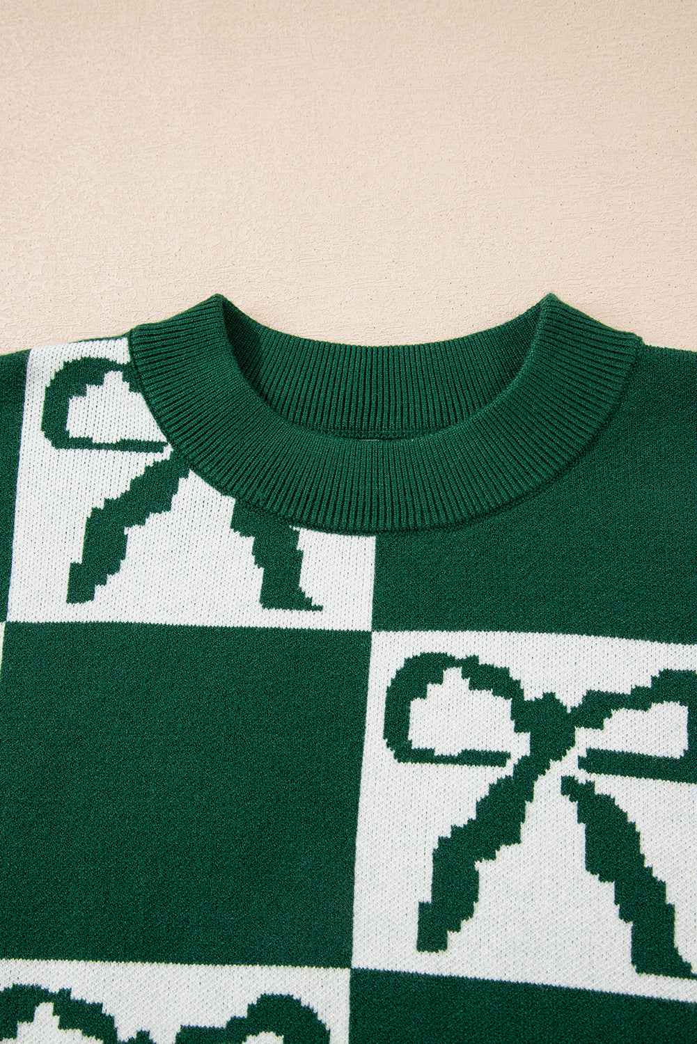 Checker Bow Crewneck Sweater