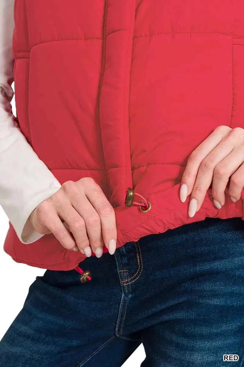 Zenana High Neck Zip-Up Vest Coat