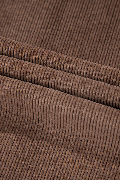 Solid Corduroy Button-Up Pocketed Shacket