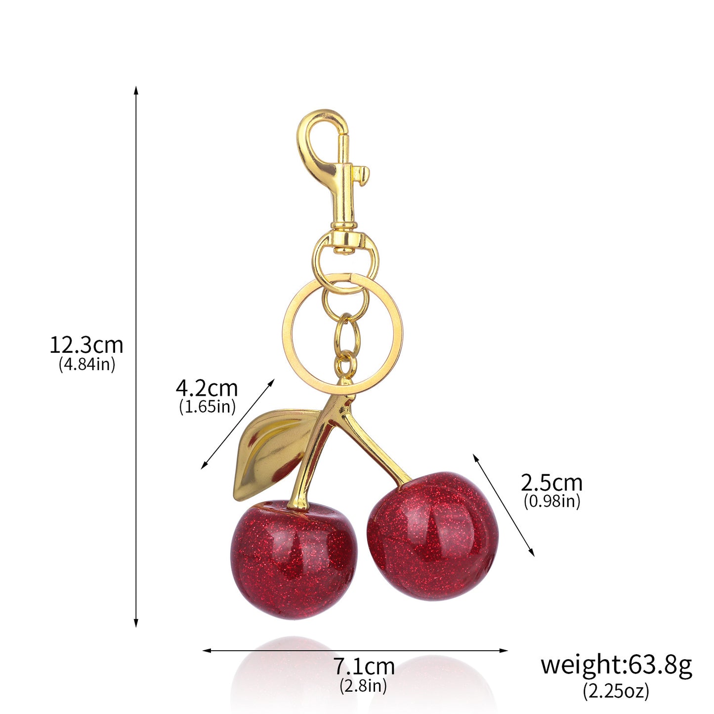 A Pair Of Red Cherry Crystal Glitter Keychain - The Eggy's store