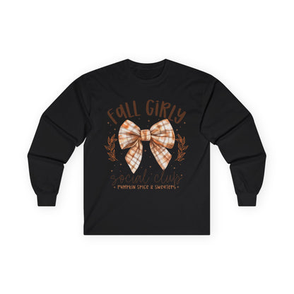 Fall Girly Long Sleeve Women's T-shirt for Cozy Autumn Days, Perfect for Pumpkin Spice Lovers, Casual Outing, Gift Idea