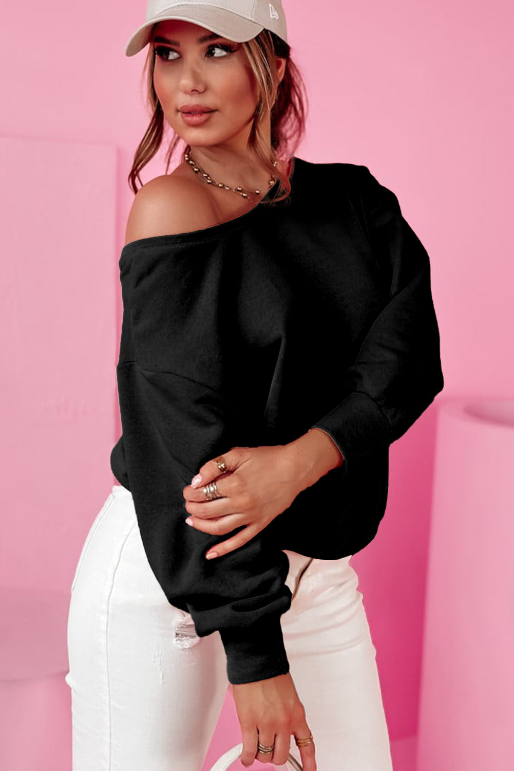 Pale Chestnut Bowknot Dewback Round Neck Women's Sweatshirt