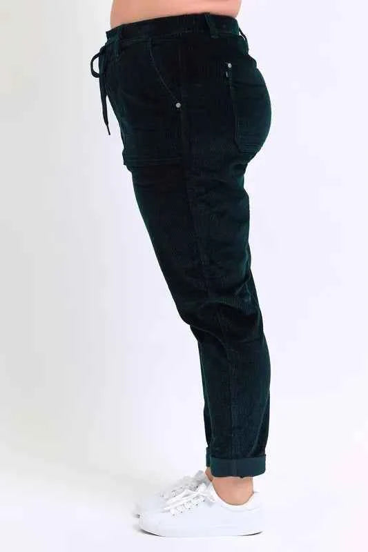 Judy Blue Full Size High Waist Corduroy Cuffed Jogger Plus Size