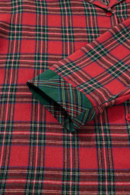 Plus Size Christmas Plaid Shirt and Shorts Pajama Set