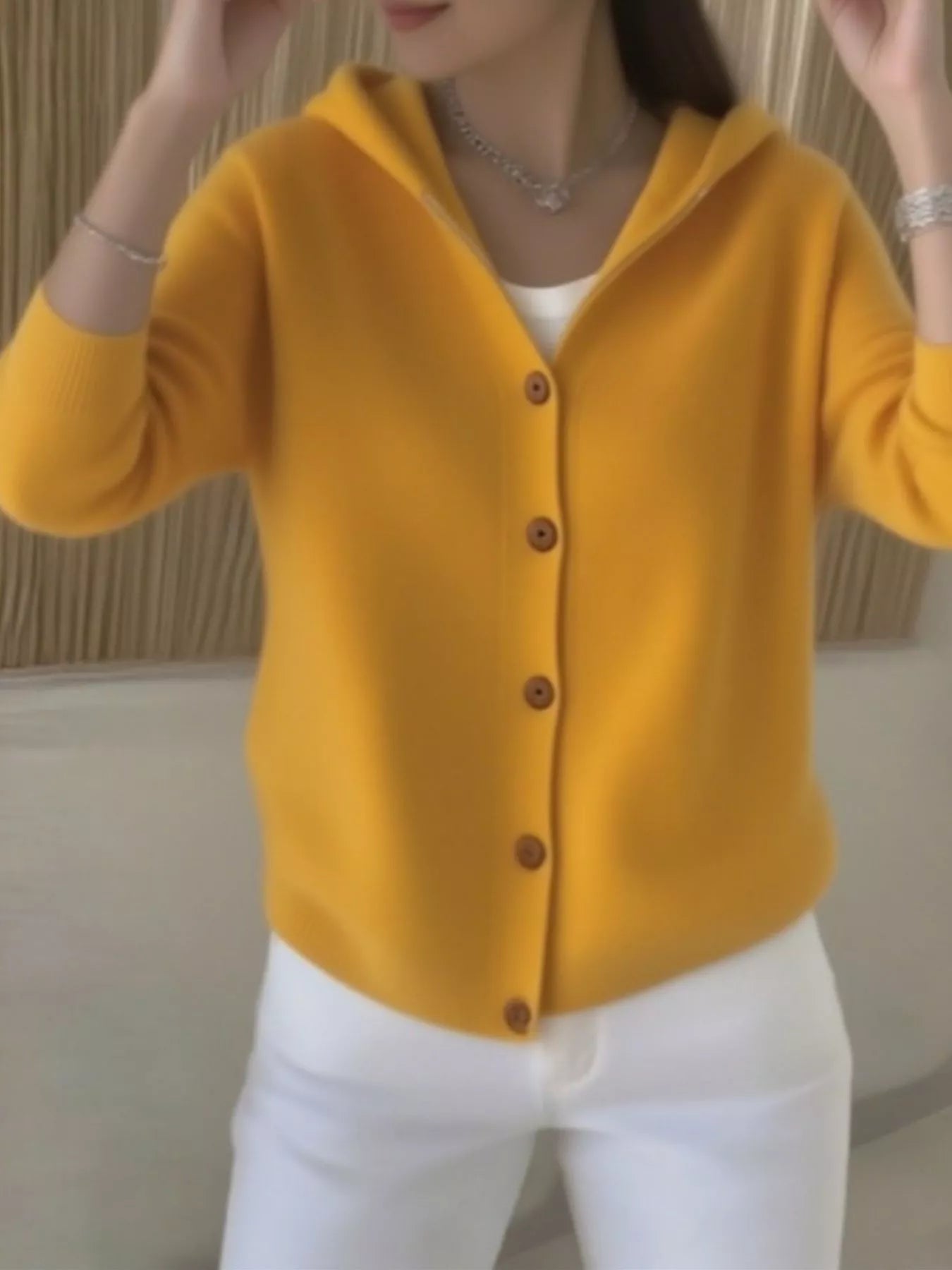 Full Size Hooded Button-Down Knit Cardigan Plus Size