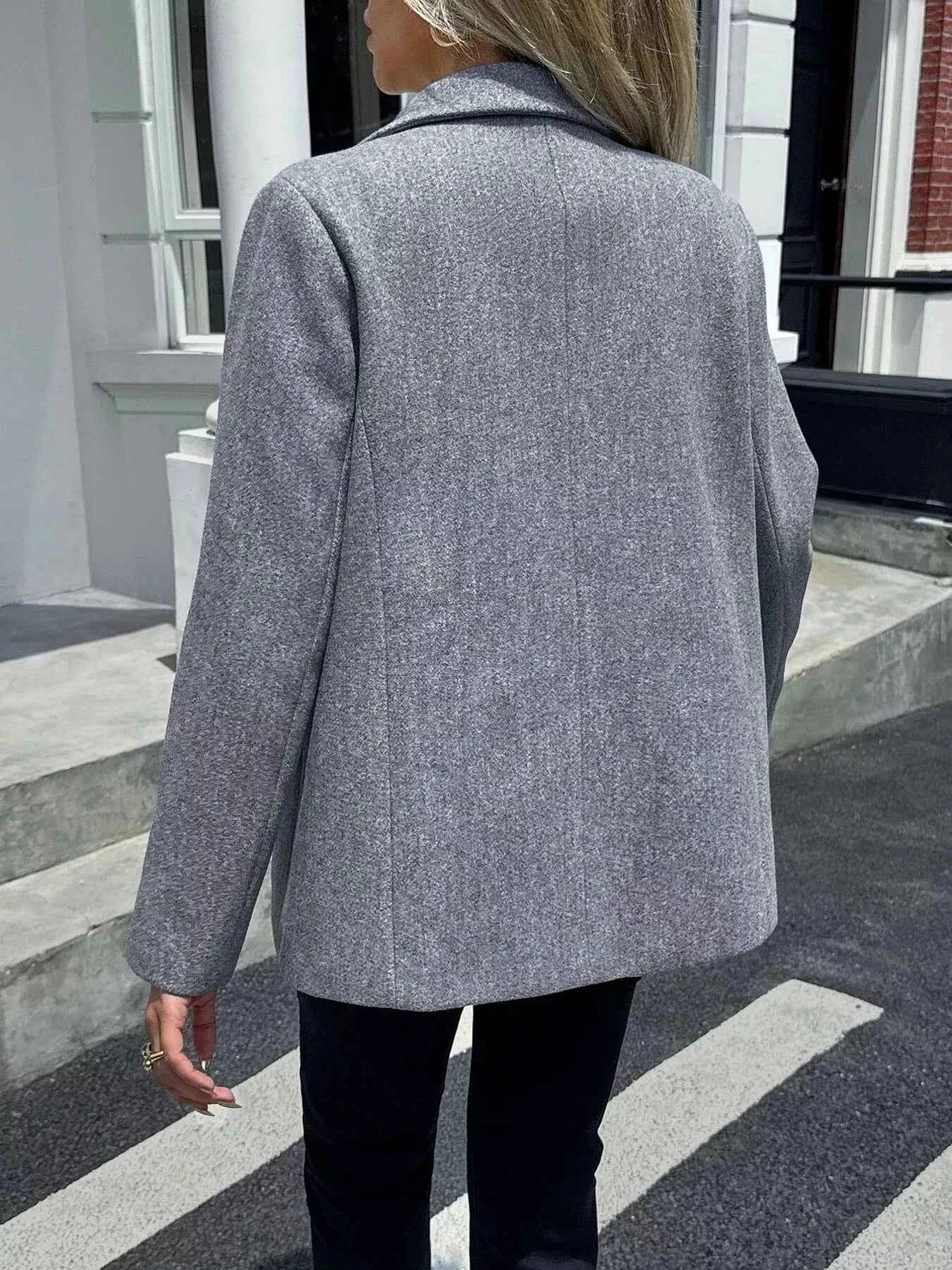 Lapel Collar Button Up Blazer