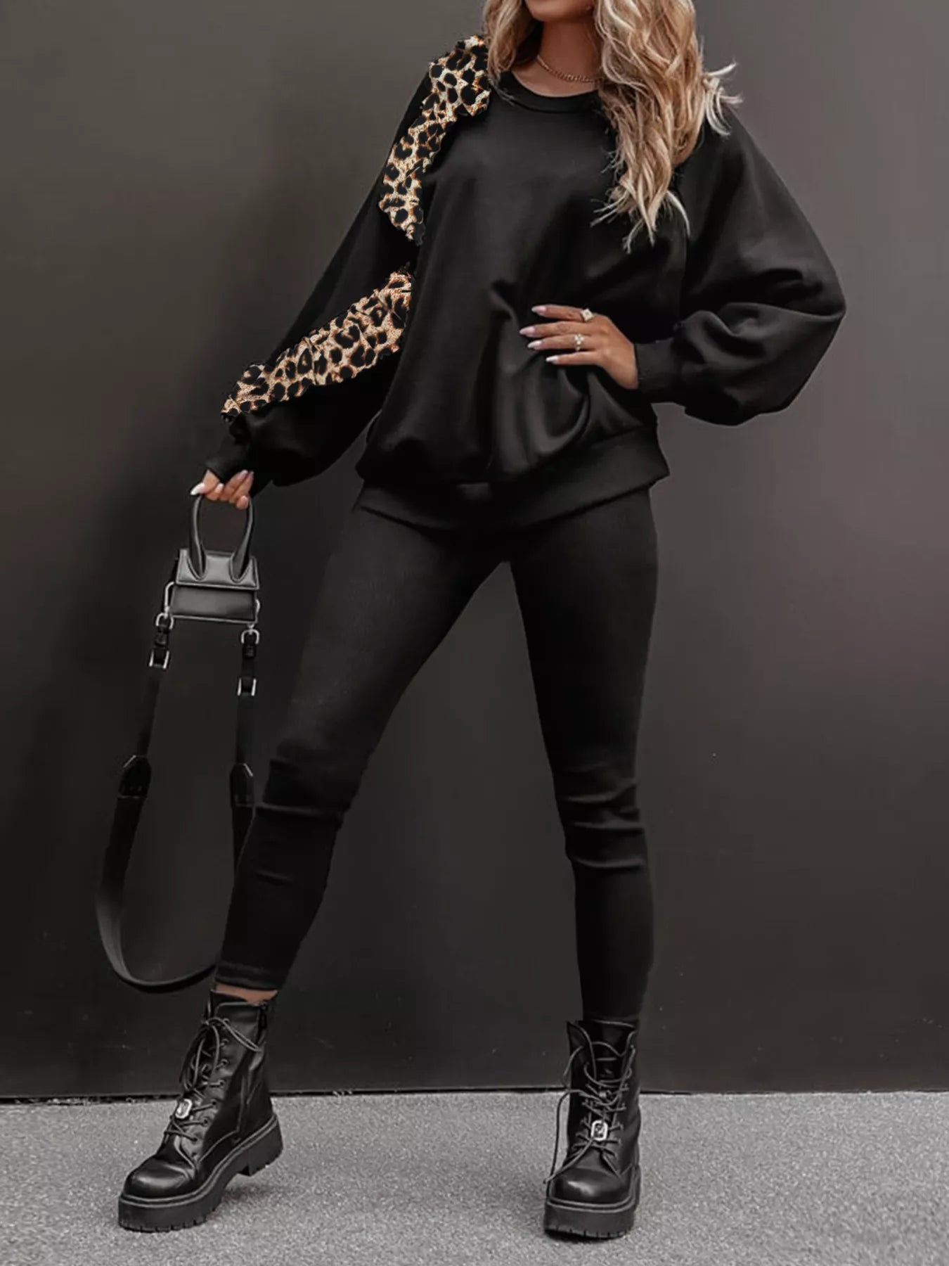 Leopard Trim Two-Piece Set – Slightly Stretchy