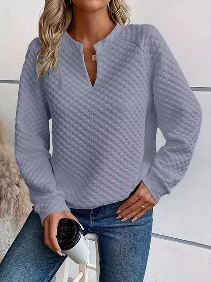 Notched Raglan Sleeve Sweatshirt