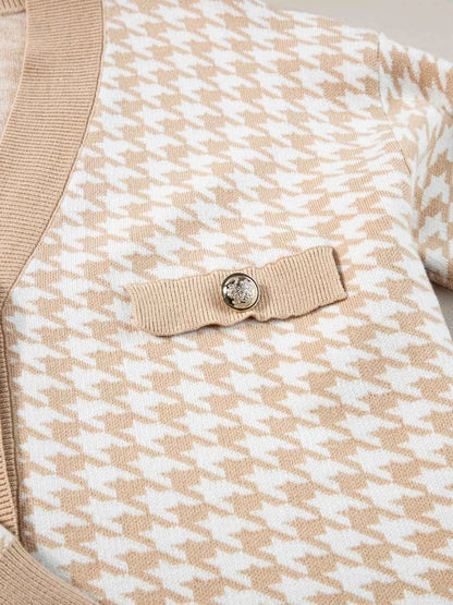 Contrast Edge Metal Button Slim Cardigan with Pockets