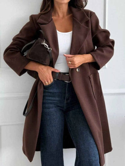 Long-Sleeve Single-Breasted Trench Coat