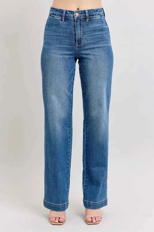 Judy Blue Full Size High Waist Contrast Thread Straight Plus Size