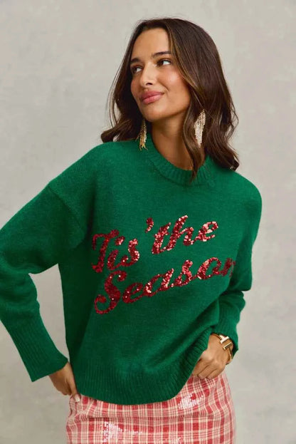 SO ME Sequins Lettering Christmas Holiday Sweater